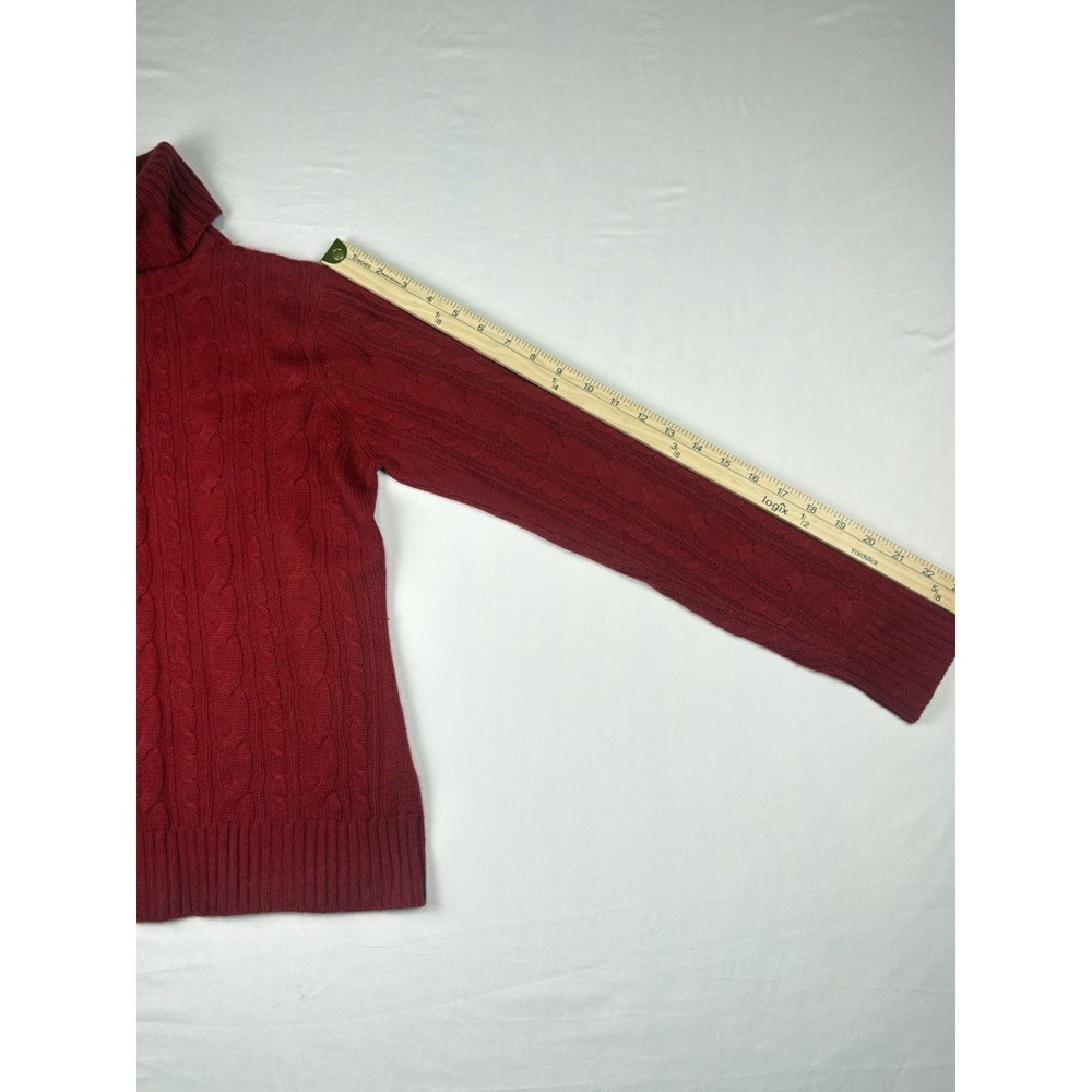 Keira 2ply 100% Cashmere Cable Knit Pullover Turtleneck Red, Women's Small - Picture 9 of 13